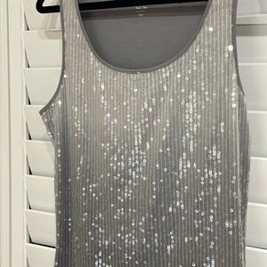 Chico’s size 2, same as 12/14 silver sequined ombré lined tank top!